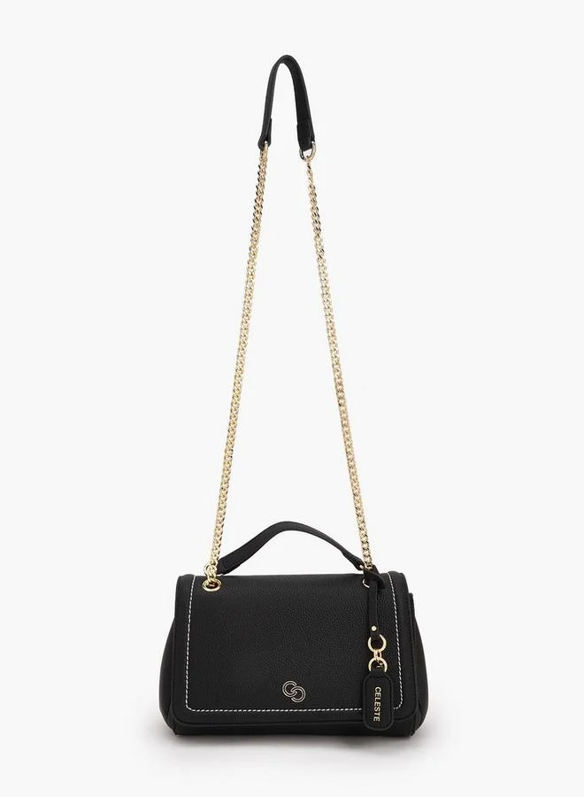 سيليست Contrast Stitch Design Crossbody Bag With Chain Strap